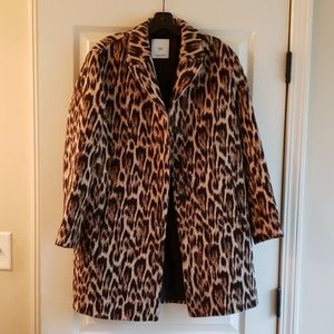 Mango leopard print overcoat sz US M